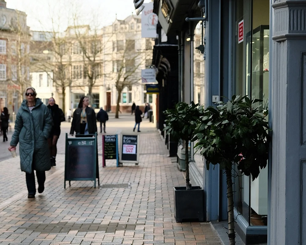 people walking on a high street